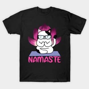 Funny Yoga Cat Namaste Apparel design. T-Shirt